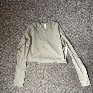 Lululemon Swiftly Tech Long Sleeve Crop Top — Beige